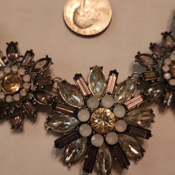 Vintage collar statement necklace grey white champange - Picture 7 of 8